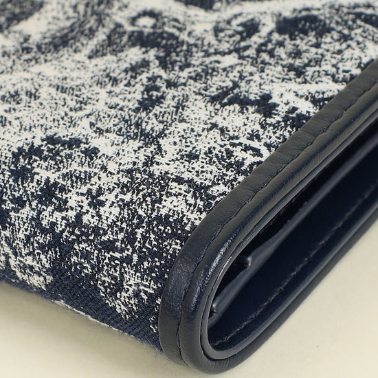 Christian Dior Blue Toile de Jouy Reverse 30 Montaigne Dahlia Wallet