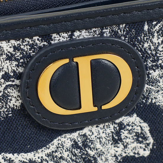 Christian Dior Blue Toile de Jouy Reverse 30 Montaigne Dahlia Wallet