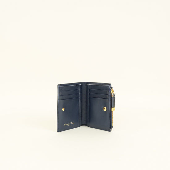 Christian Dior Blue Toile de Jouy Reverse 30 Montaigne Dahlia Wallet