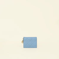 Christian Dior Light Blue Mini Lady Dior Gardenia Wallet