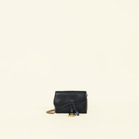 Christian Dior Black Nano Saddle Chain Pouch