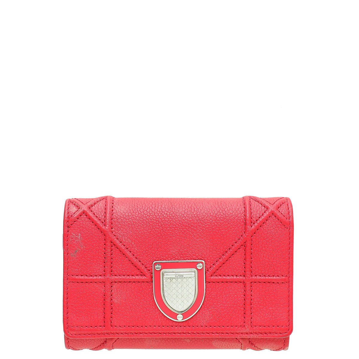 Christian Dior Red Diorama Trifold Wallet-Christian Dior-THE CLOSET