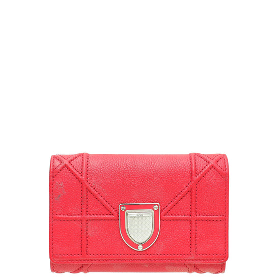 Christian Dior Red Diorama Trifold Wallet