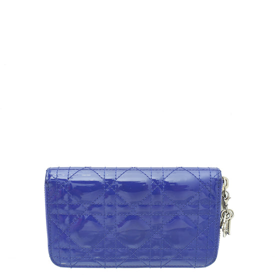 Christian Dior Blue Violet Lady Dior Voyageur Wallet