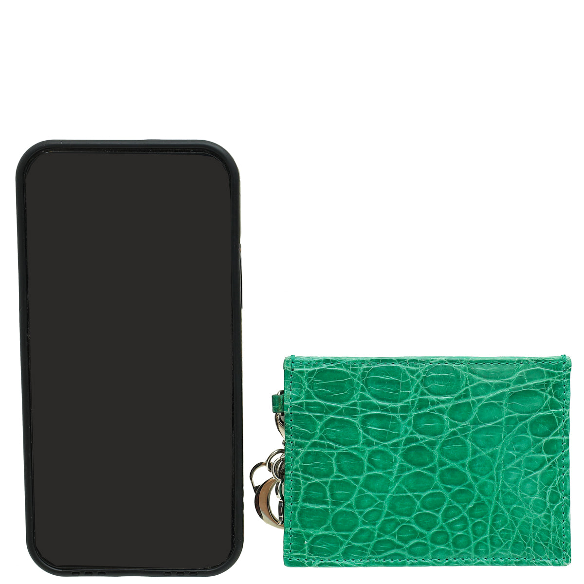 Christian Dior Green Crocodile Embossed Lady Dior Card Holder-Christian Dior-THE CLOSET
