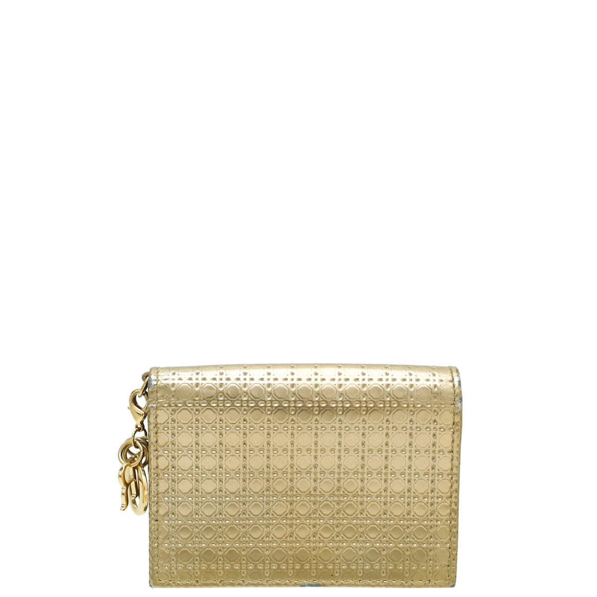 Christian Dior Metallic Champaign Micro Cannage Lady DIor Card Case-Christian Dior-THE CLOSET