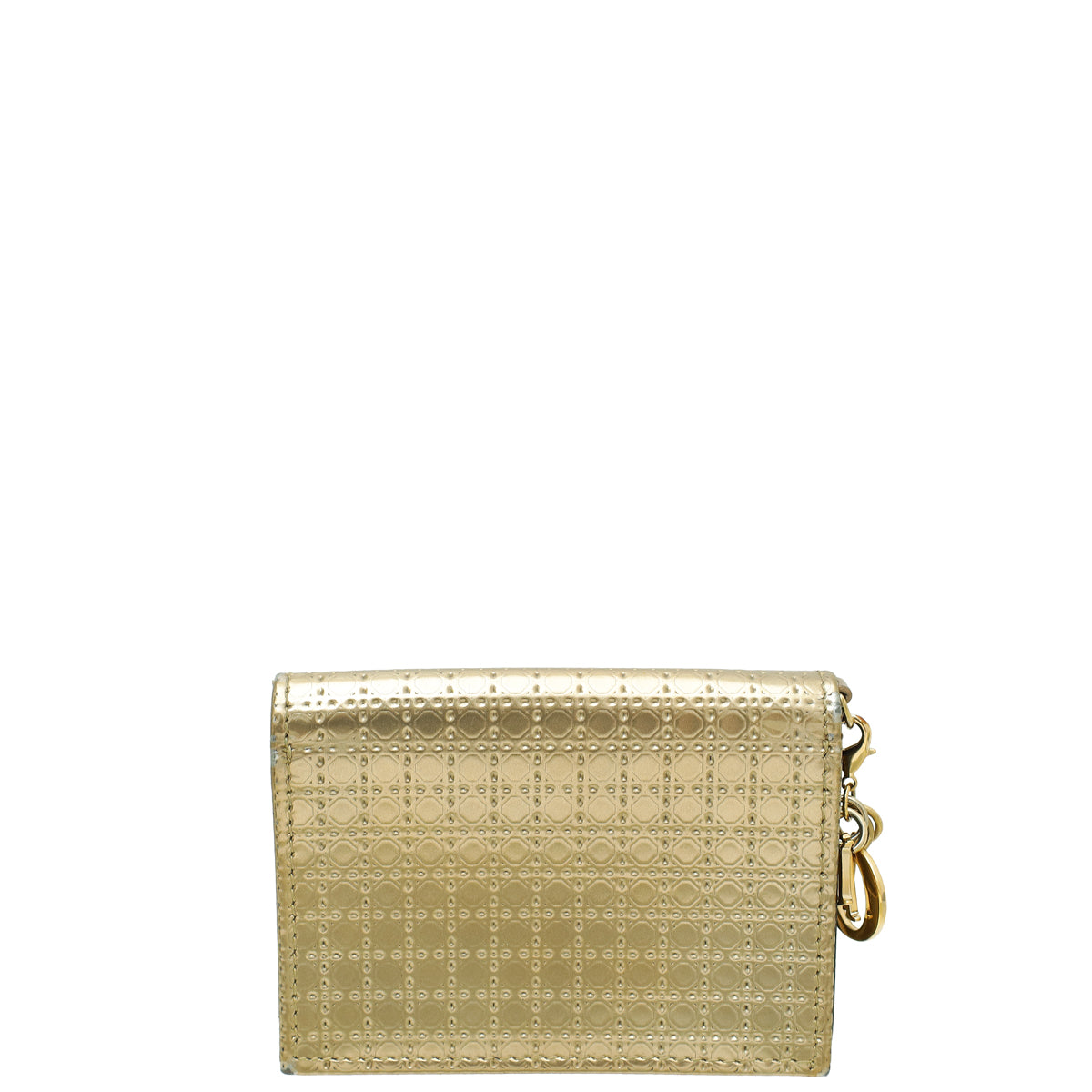 Christian Dior Metallic Champaign Micro Cannage Lady DIor Card Case-Christian Dior-THE CLOSET