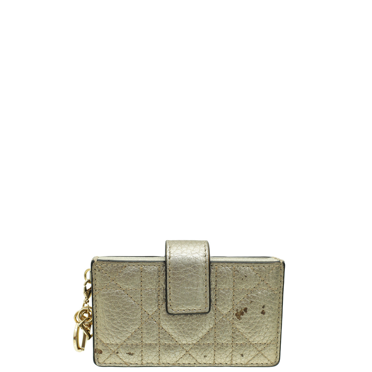 Christian Dior Metallic Champaign Lady Dior 5 Gusset Card Holder-Christian Dior-THE CLOSET