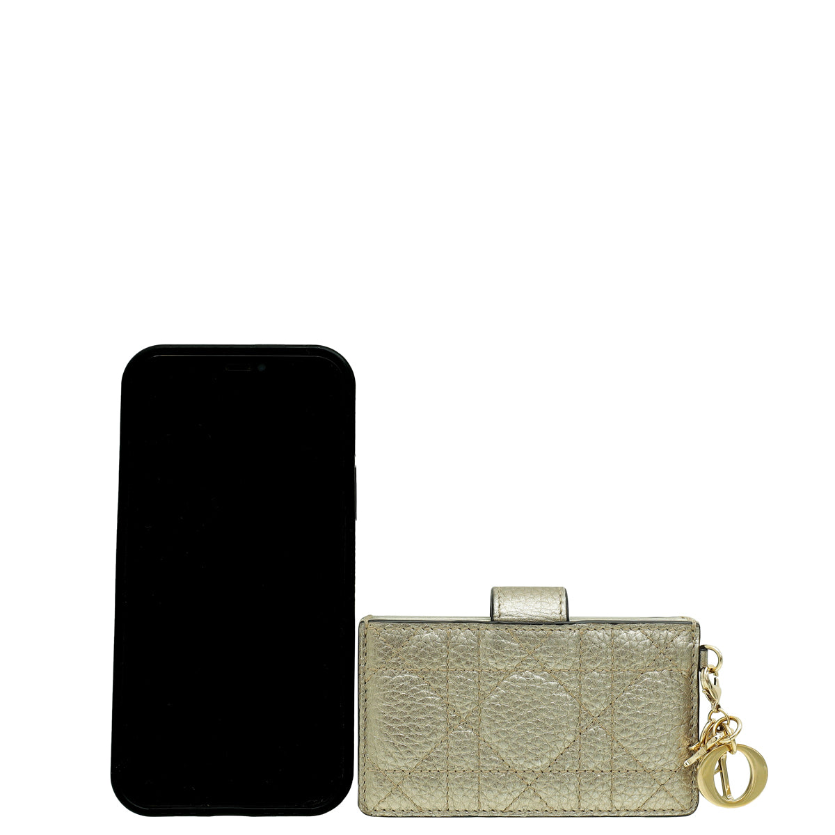 Christian Dior Metallic Champaign Lady Dior 5 Gusset Card Holder-Christian Dior-THE CLOSET