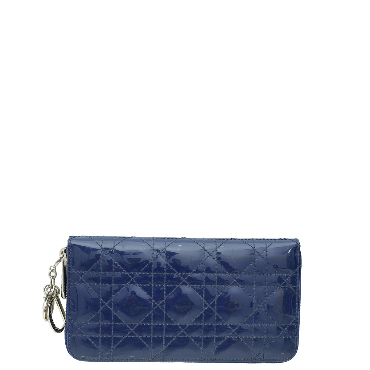 Christian Dior Blue Lady Dior Zip Around Wallet