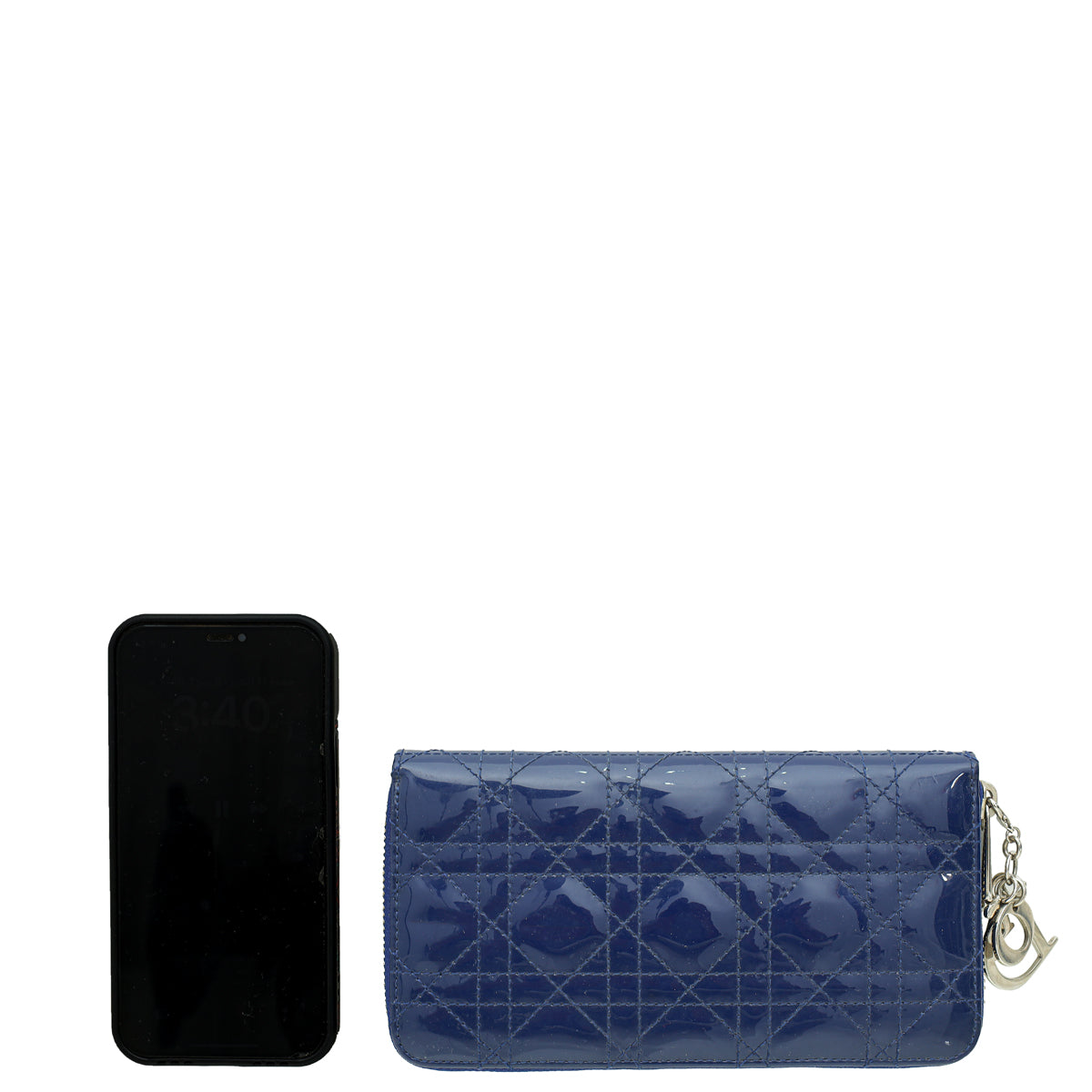 Christian Dior Blue Lady Dior Zip Around Wallet