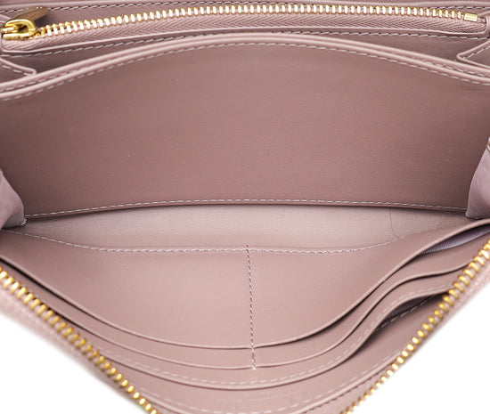 Christian Dior Mauve Lady Dior Cannage Voyageur Wallet