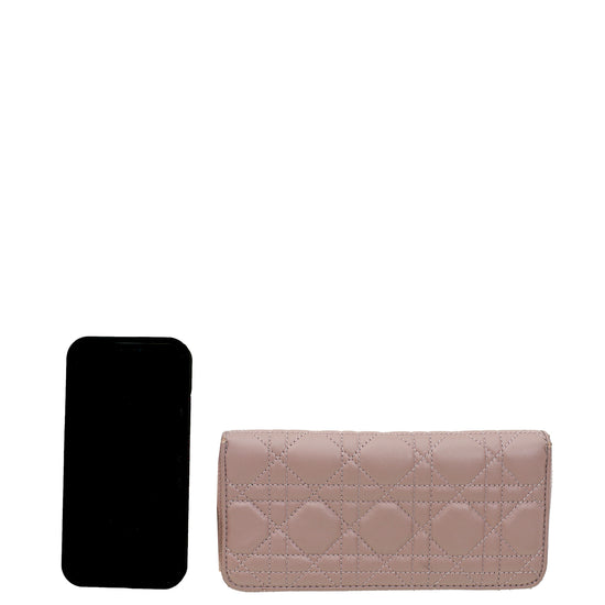 Christian Dior Mauve Lady Dior Cannage Voyageur Wallet