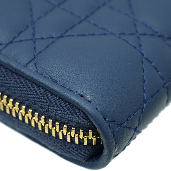 Christian Dior Navy Blue Voyageur Cannage Wallet