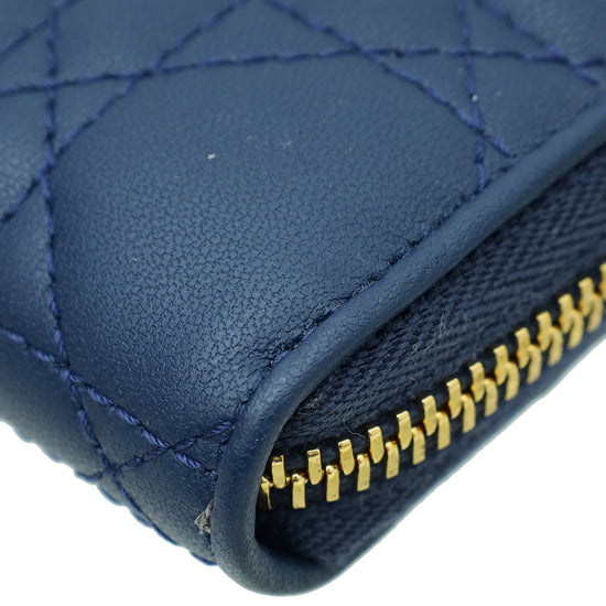 Christian Dior Navy Blue Voyageur Cannage Wallet