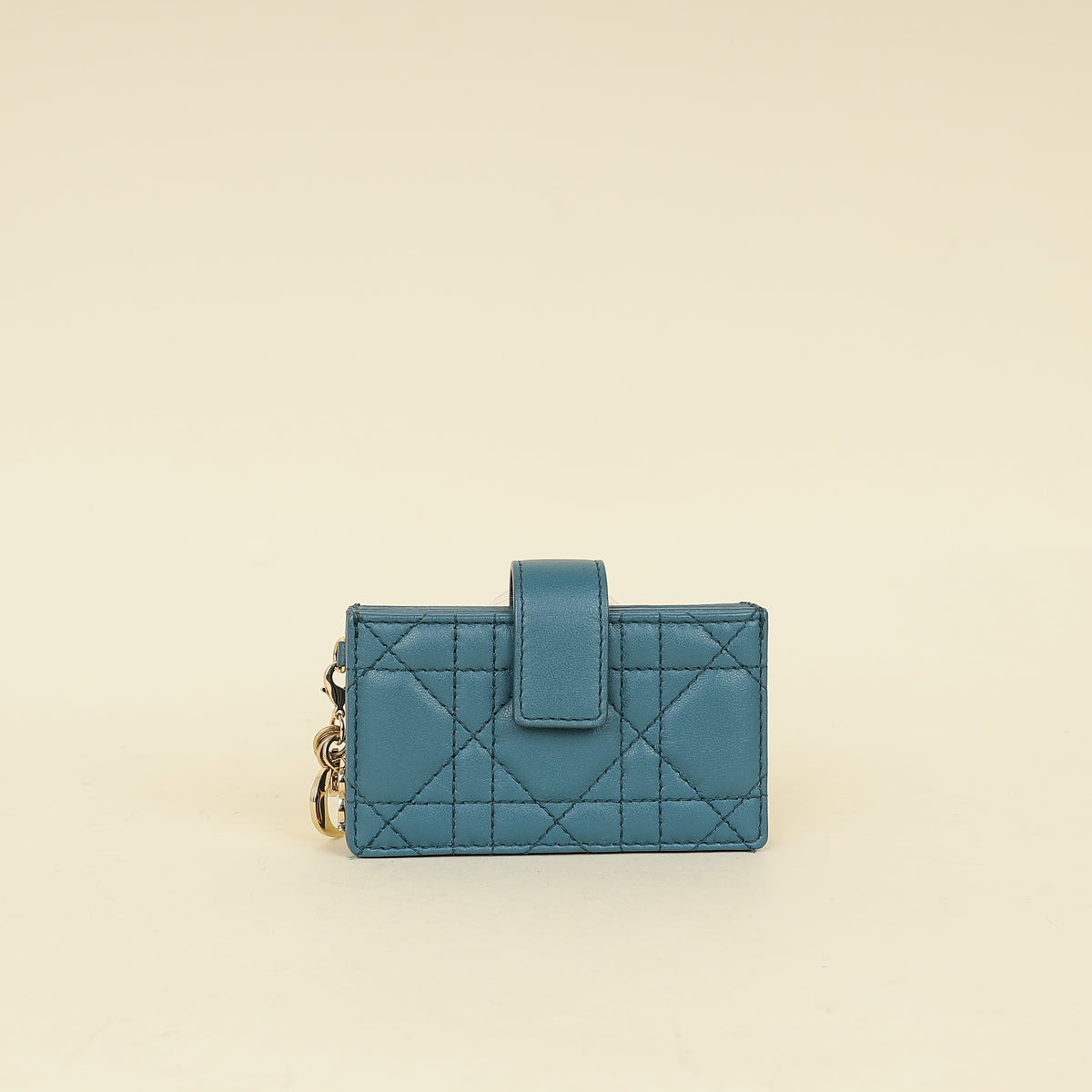 Christian Dior Teal Blue Lady Dior 5-Gusset Card Holder-Christian Dior-THE CLOSET
