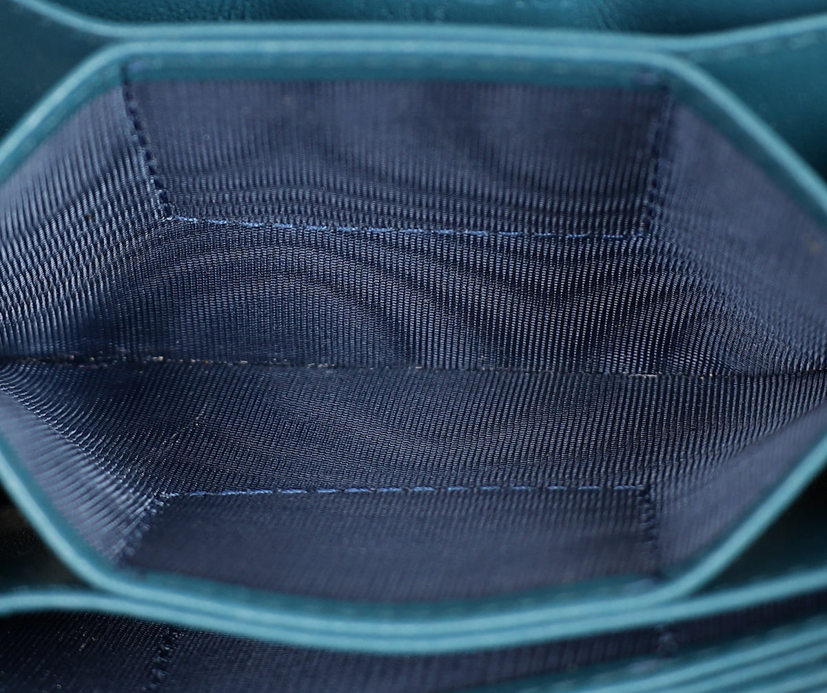 Christian Dior Teal Blue Lady Dior 5-Gusset Card Holder-Christian Dior-THE CLOSET