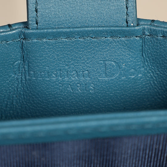 Christian Dior Teal Blue Lady Dior 5-Gusset Card Holder-Christian Dior-THE CLOSET
