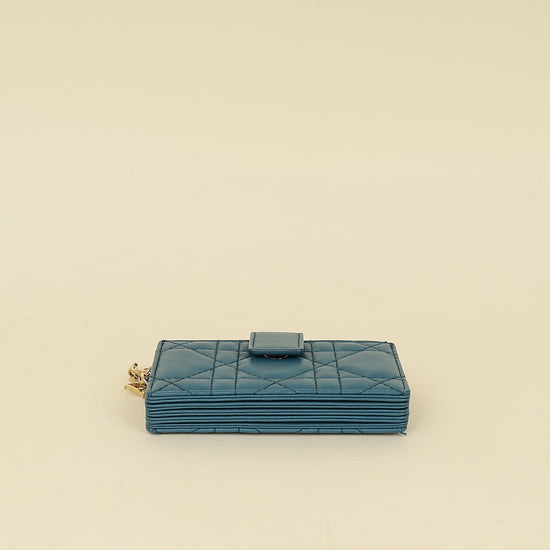 Christian Dior Teal Blue Lady Dior 5-Gusset Card Holder-Christian Dior-THE CLOSET