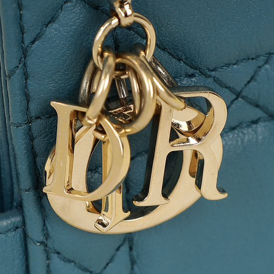 Christian Dior Teal Blue Lady Dior 5-Gusset Card Holder-Christian Dior-THE CLOSET