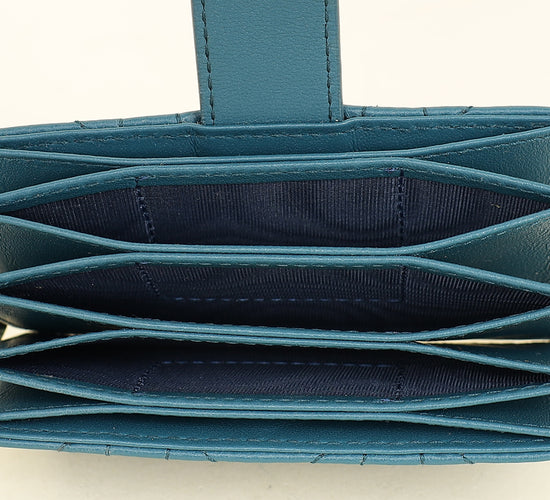 Christian Dior Teal Blue Lady Dior 5-Gusset Card Holder-Christian Dior-THE CLOSET