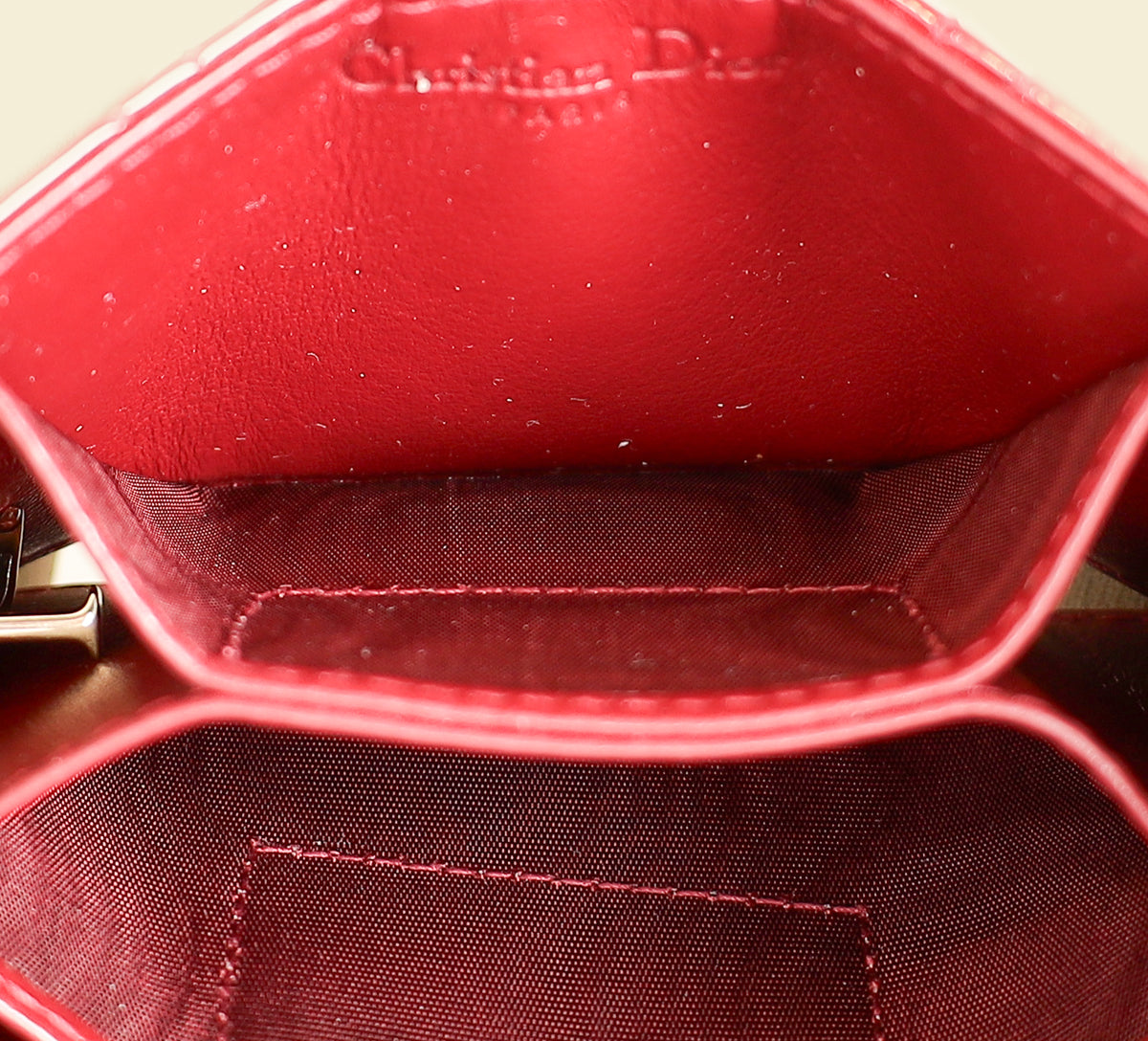 Christian Dior Cherry Red Lady Dior Jasmine Card Holder