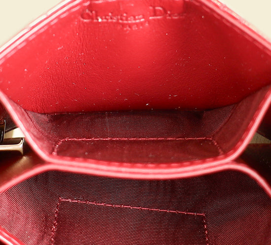 Christian Dior Cherry Red Lady Dior Jasmine Card Holder