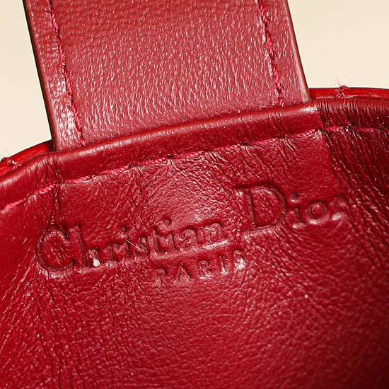 Christian Dior Cherry Red Lady Dior Jasmine Card Holder