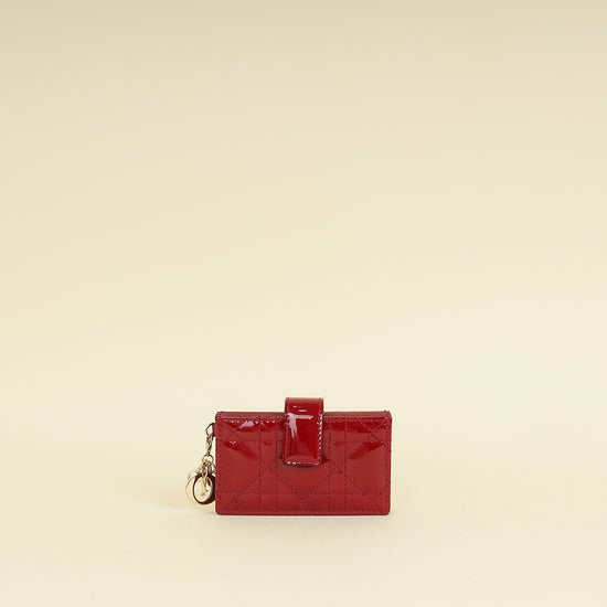 Christian Dior Cherry Red Lady Dior Jasmine Card Holder
