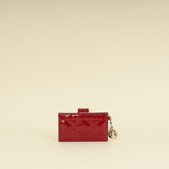 Christian Dior Cherry Red Lady Dior Jasmine Card Holder