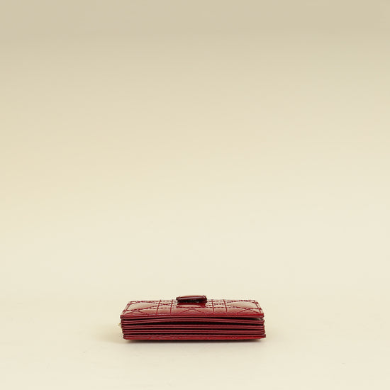 Christian Dior Cherry Red Lady Dior Jasmine Card Holder