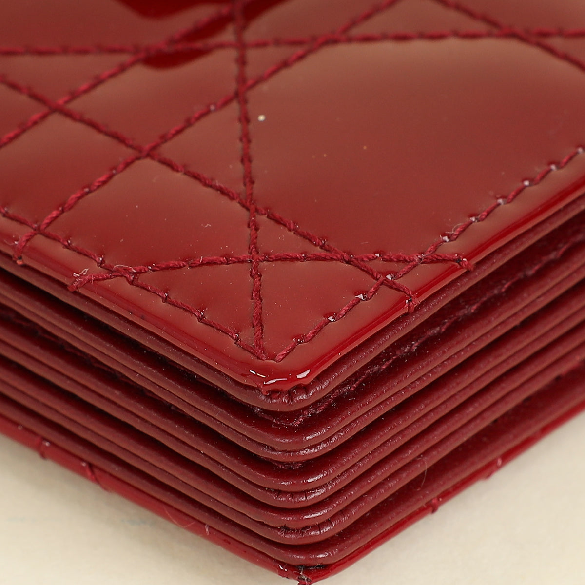 Christian Dior Cherry Red Lady Dior Jasmine Card Holder