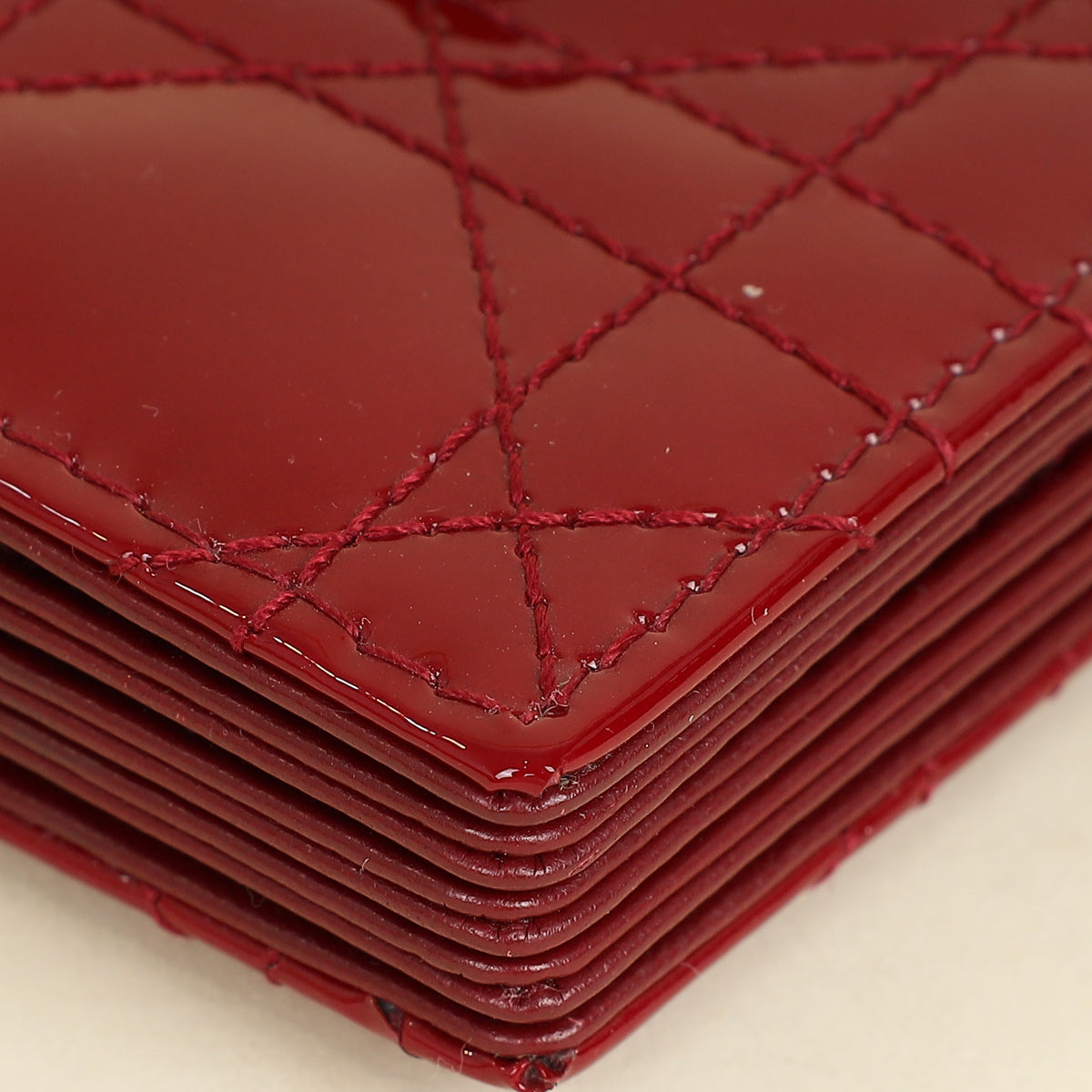 Christian Dior Cherry Red Lady Dior Jasmine Card Holder