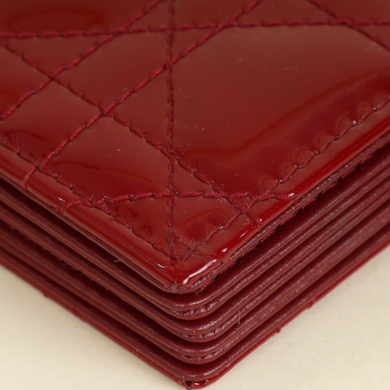 Christian Dior Cherry Red Lady Dior Jasmine Card Holder
