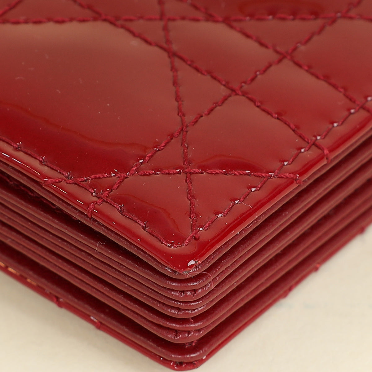 Christian Dior Cherry Red Lady Dior Jasmine Card Holder