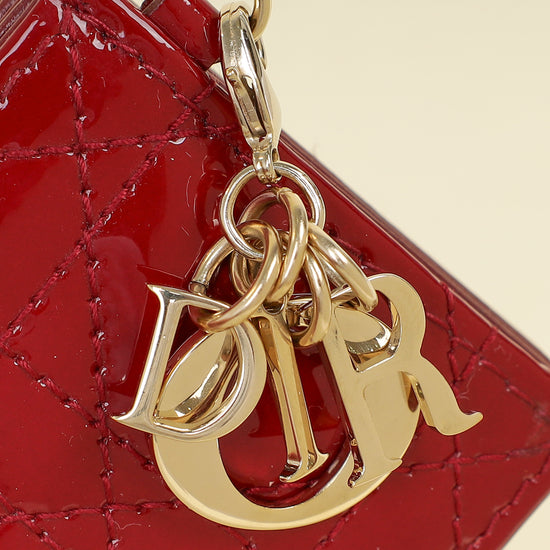 Christian Dior Cherry Red Lady Dior Jasmine Card Holder