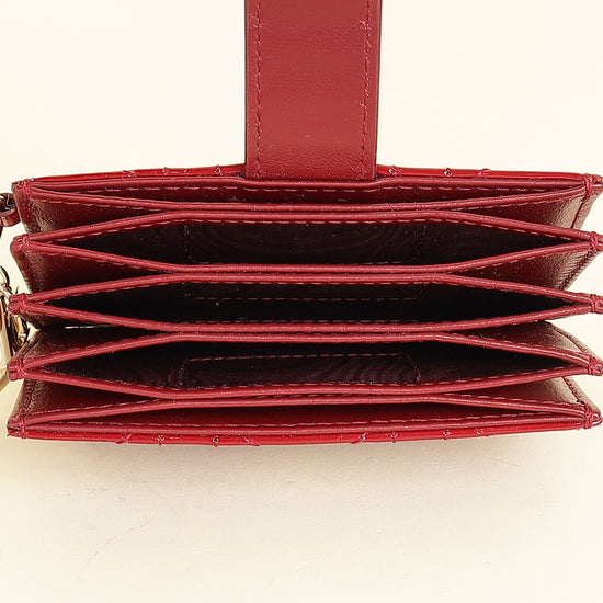 Christian Dior Cherry Red Lady Dior Jasmine Card Holder