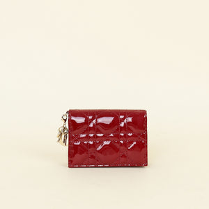 Christian Dior Cherry Red Lady Dior Small Wallet