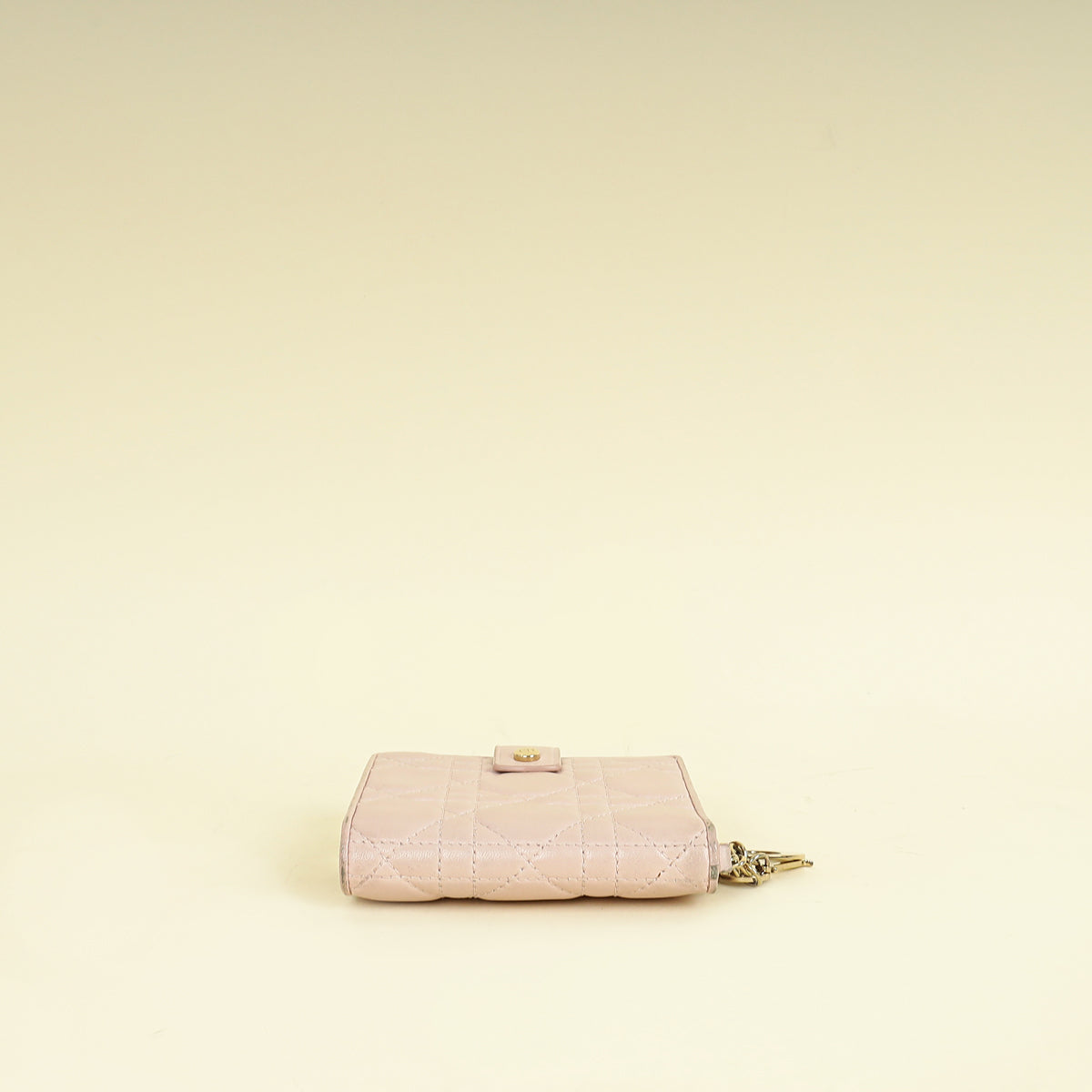 Christian Dior Light Pink Cannage Lady Dior French Wallet