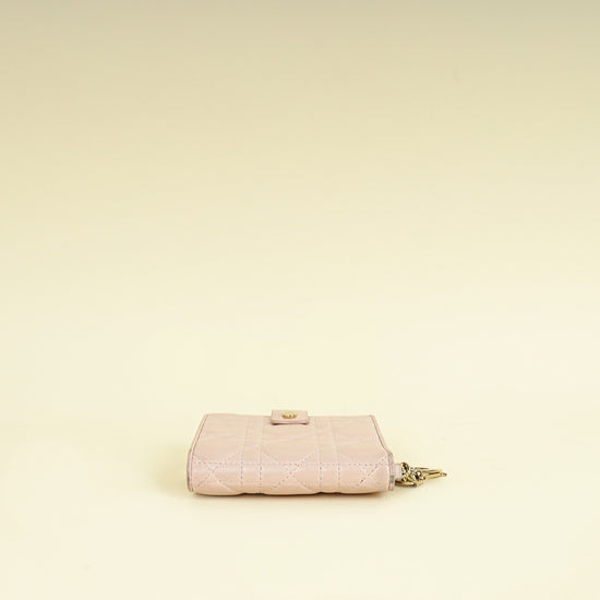 Christian Dior Light Pink Cannage Lady Dior French Wallet