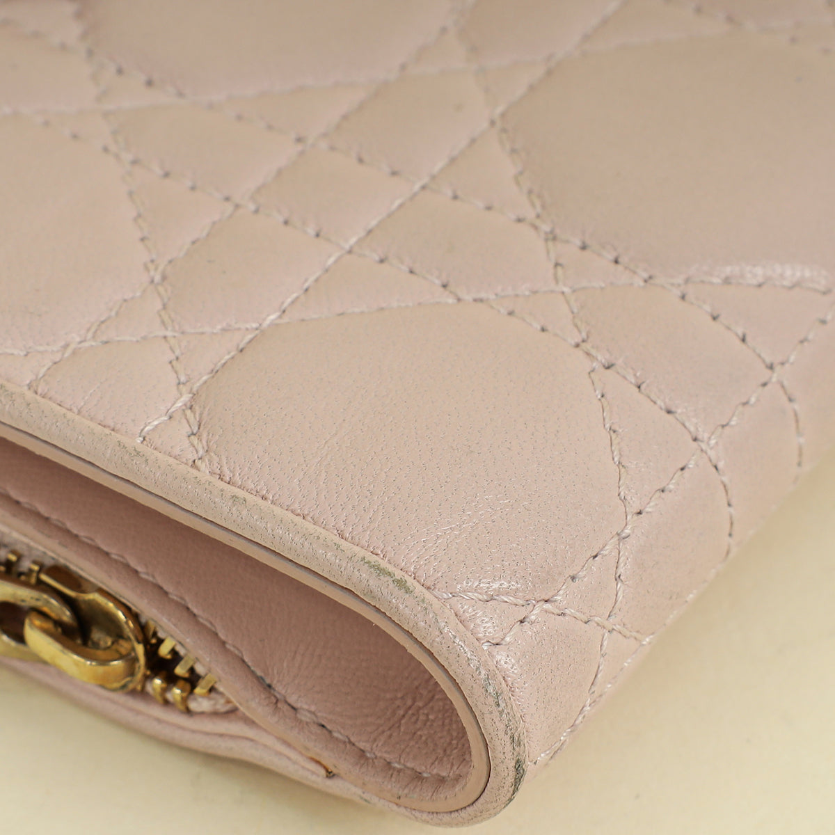 Christian Dior Light Pink Cannage Lady Dior French Wallet