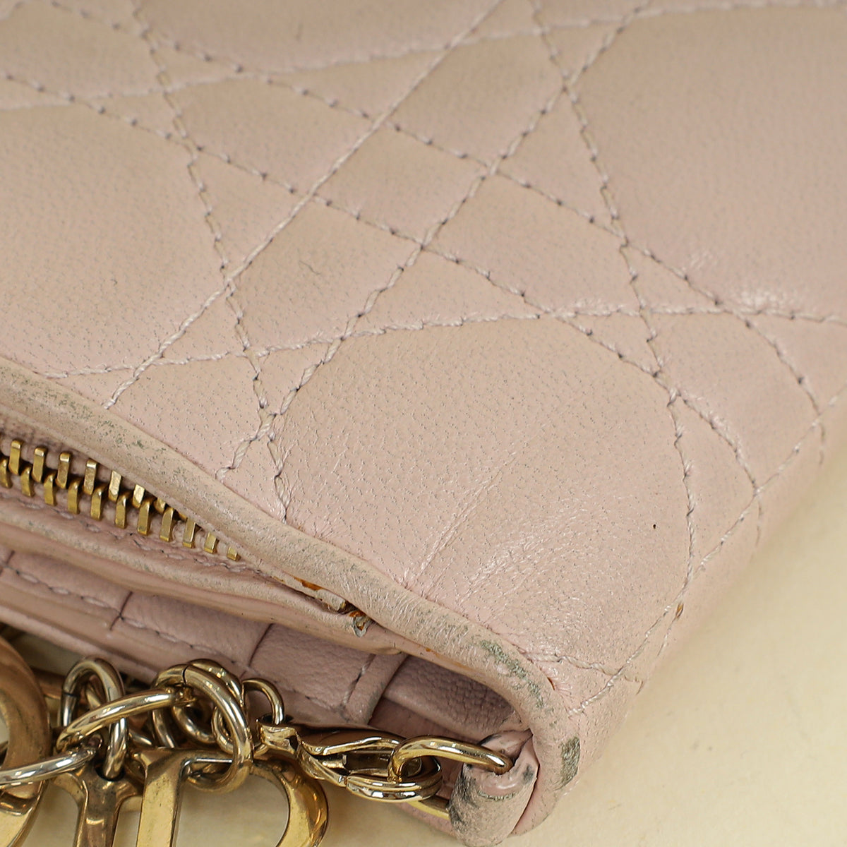 Christian Dior Light Pink Cannage Lady Dior French Wallet