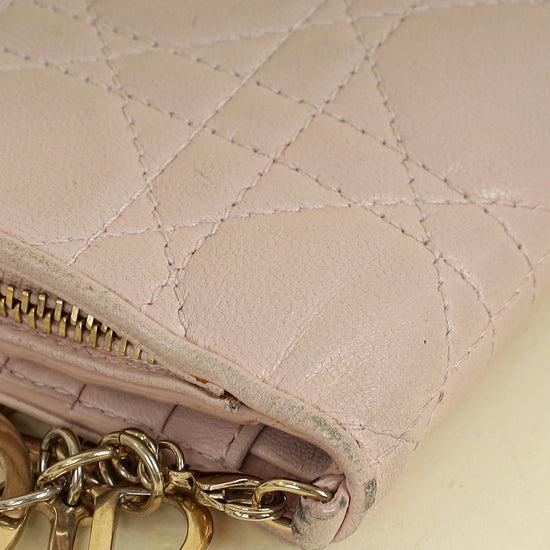 Christian Dior Light Pink Cannage Lady Dior French Wallet