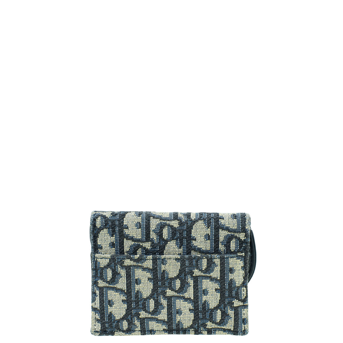 Christian Dior Navy Blue Oblique Saddle Flap Card Holder-Christian Dior-THE CLOSET