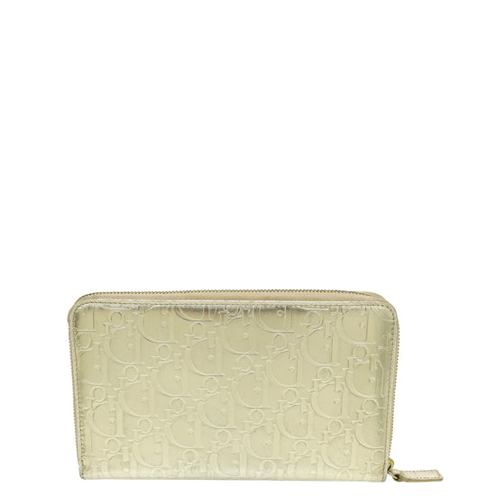 Christian Dior Gold Diorissimo Zip Around Organizer Wallet