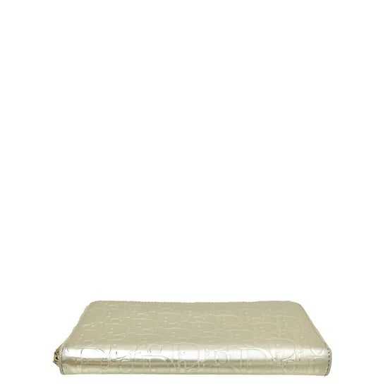 Christian Dior Gold Diorissimo Zip Around Organizer Wallet