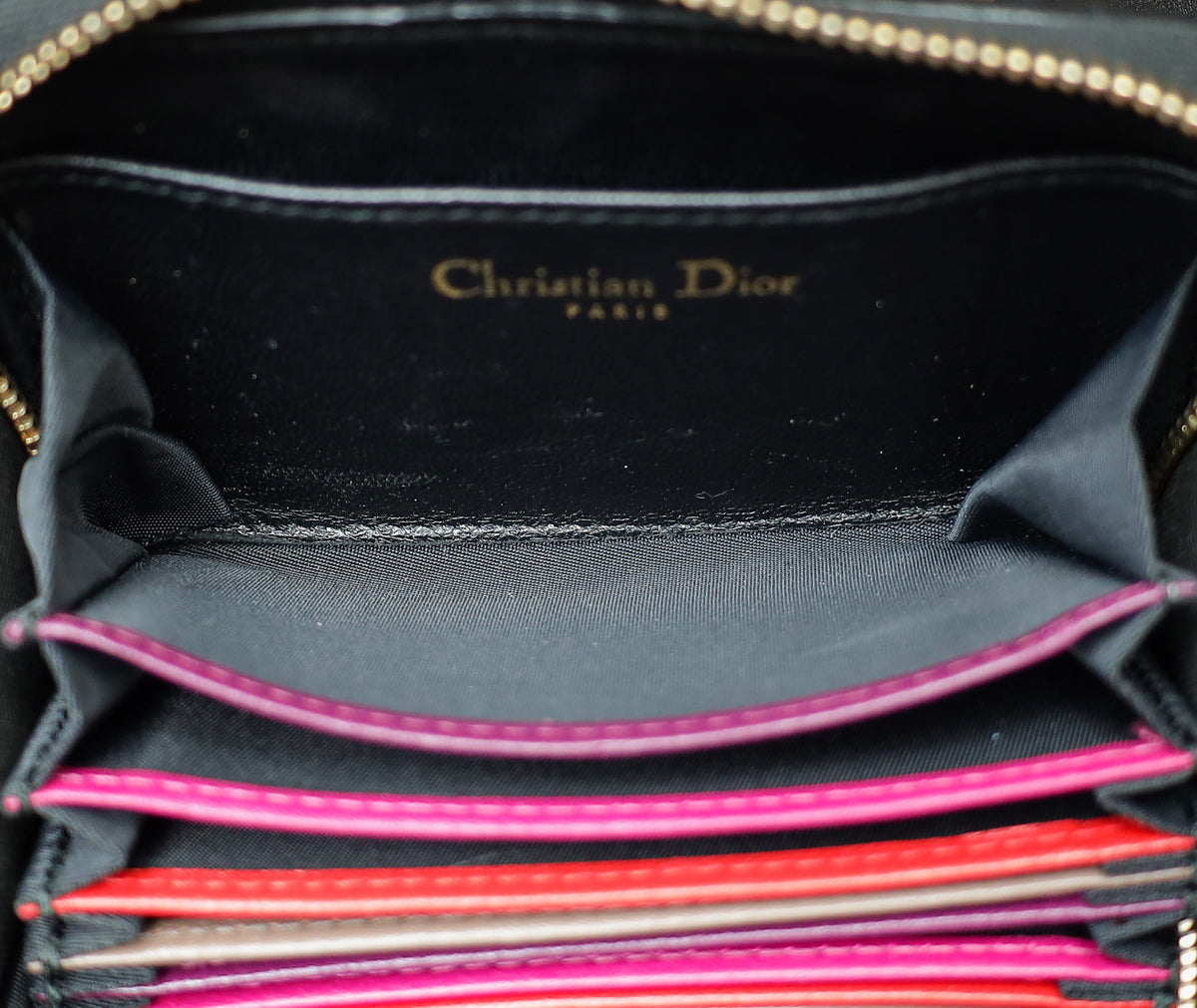 Christian Dior Black Lady Dior Zippy Card Holder