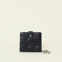 Christian Dior Black Cannage Lady Dior French Wallet