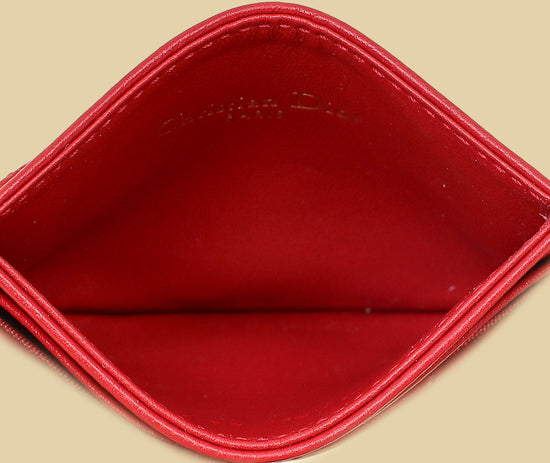 Christian Dior Red Dioramour Dior Caro Freesia Card Holder-Christian Dior-THE CLOSET