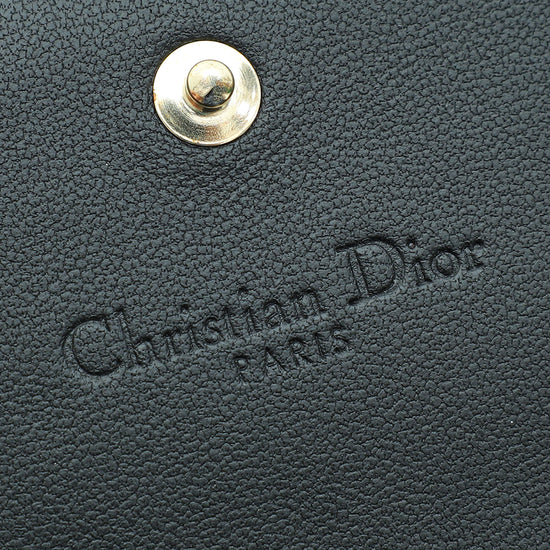 Christian Dior Black Mini Lady Dior Gardenia Wallet